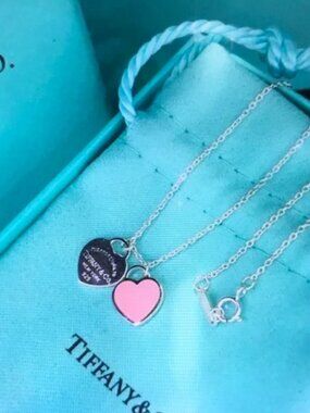 Tiffany & Co. Silver and Pink Heart Necklace